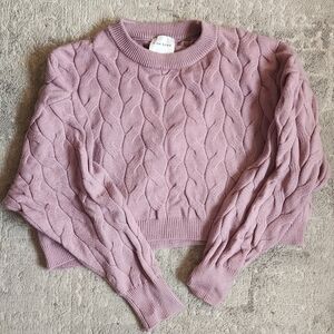 Pink Rose Women's Lavender Cable Knit Sweater